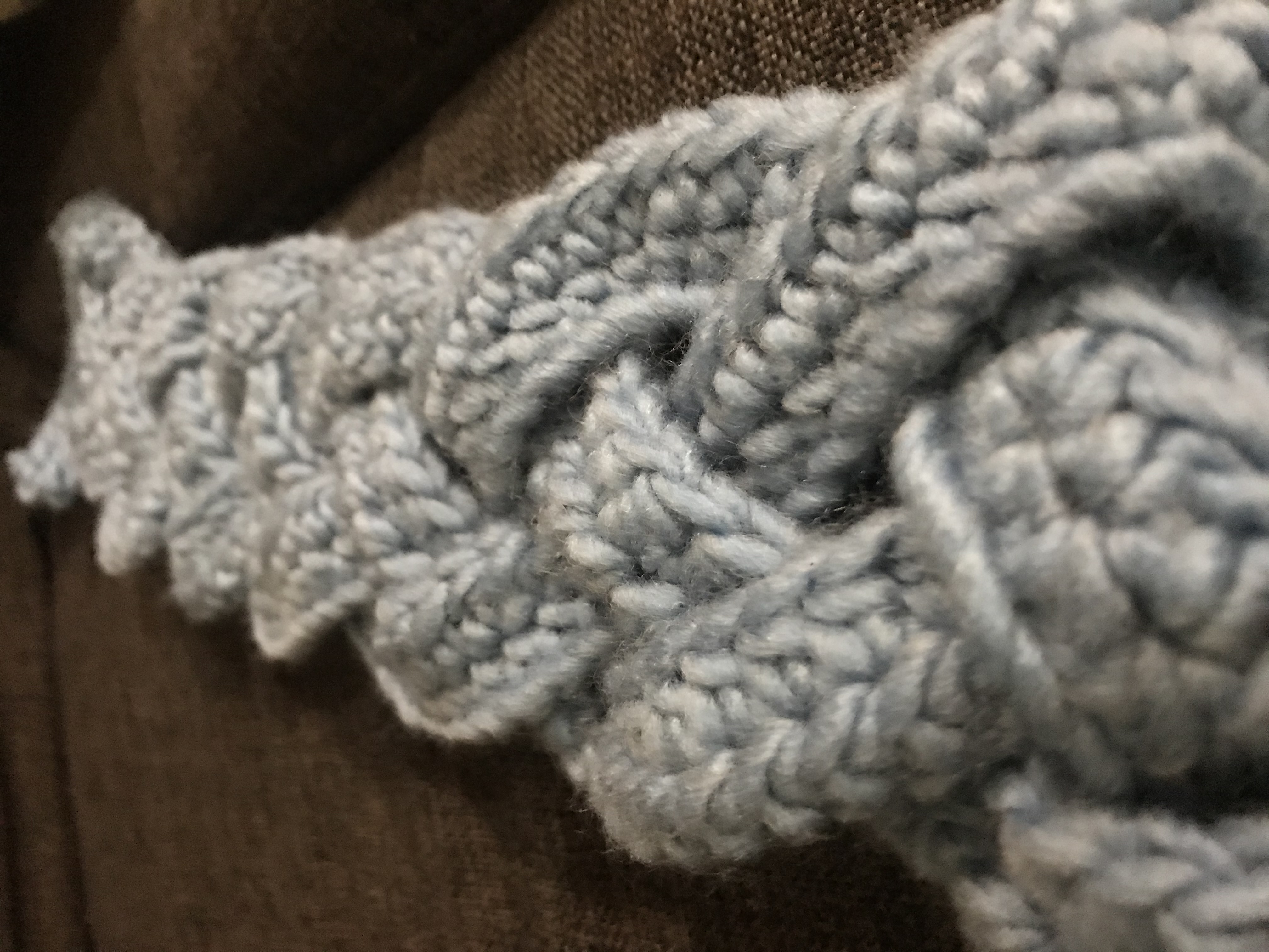 crocheted start of headband